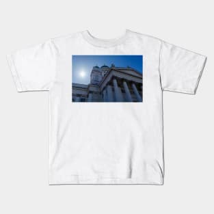 Entrance to white Helsinki Cathedral Kids T-Shirt